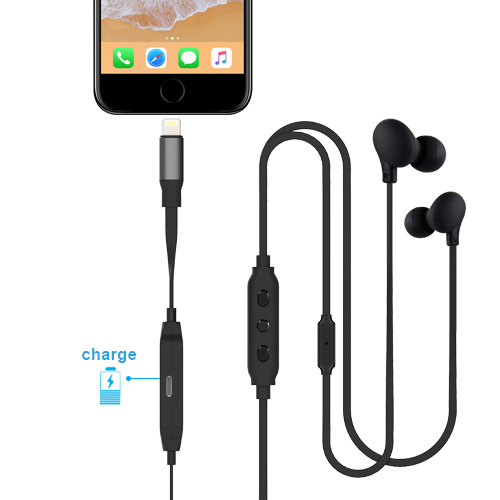 MFi Lightning Earphones with Lightning and Charging Port