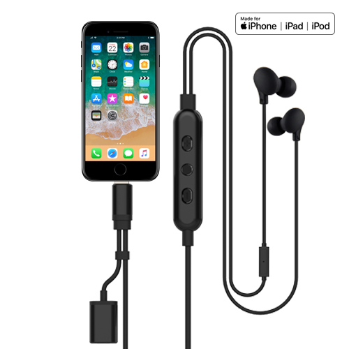 MFi Lightning Earphone with Charging / Audio / Data Sync function